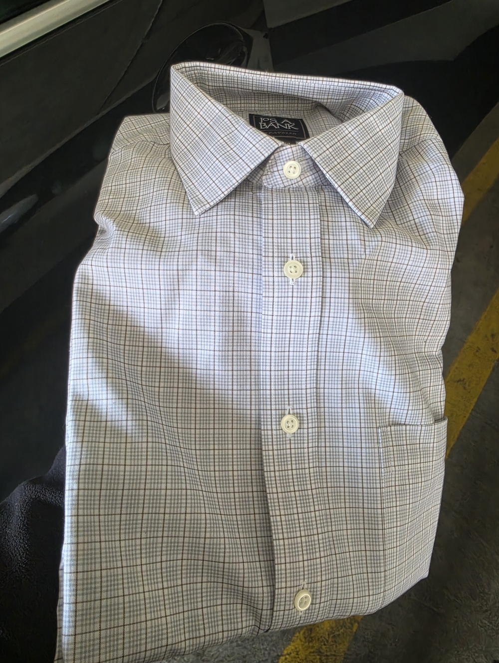 Jos. A. Bank Plaid & White Windowpane Dress Shirt 15 1/2 - 32